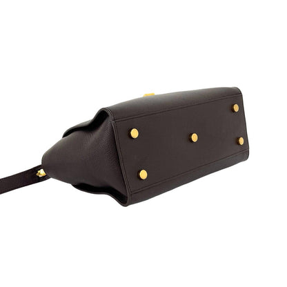 Saint Laurent Paris Downtown Baby Cabas YSL Logo Leather Handle Brown Handbag — view 7