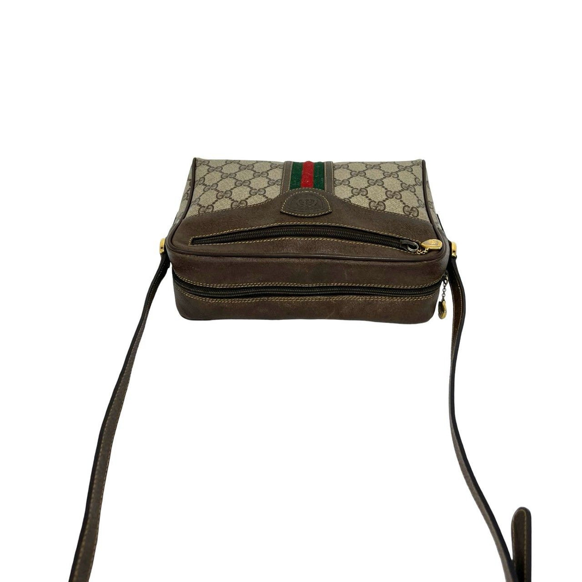 Gucci Vintage Sherry Line GG Logo Pattern Leather Shoulder Bag Pochette Brown — view 4