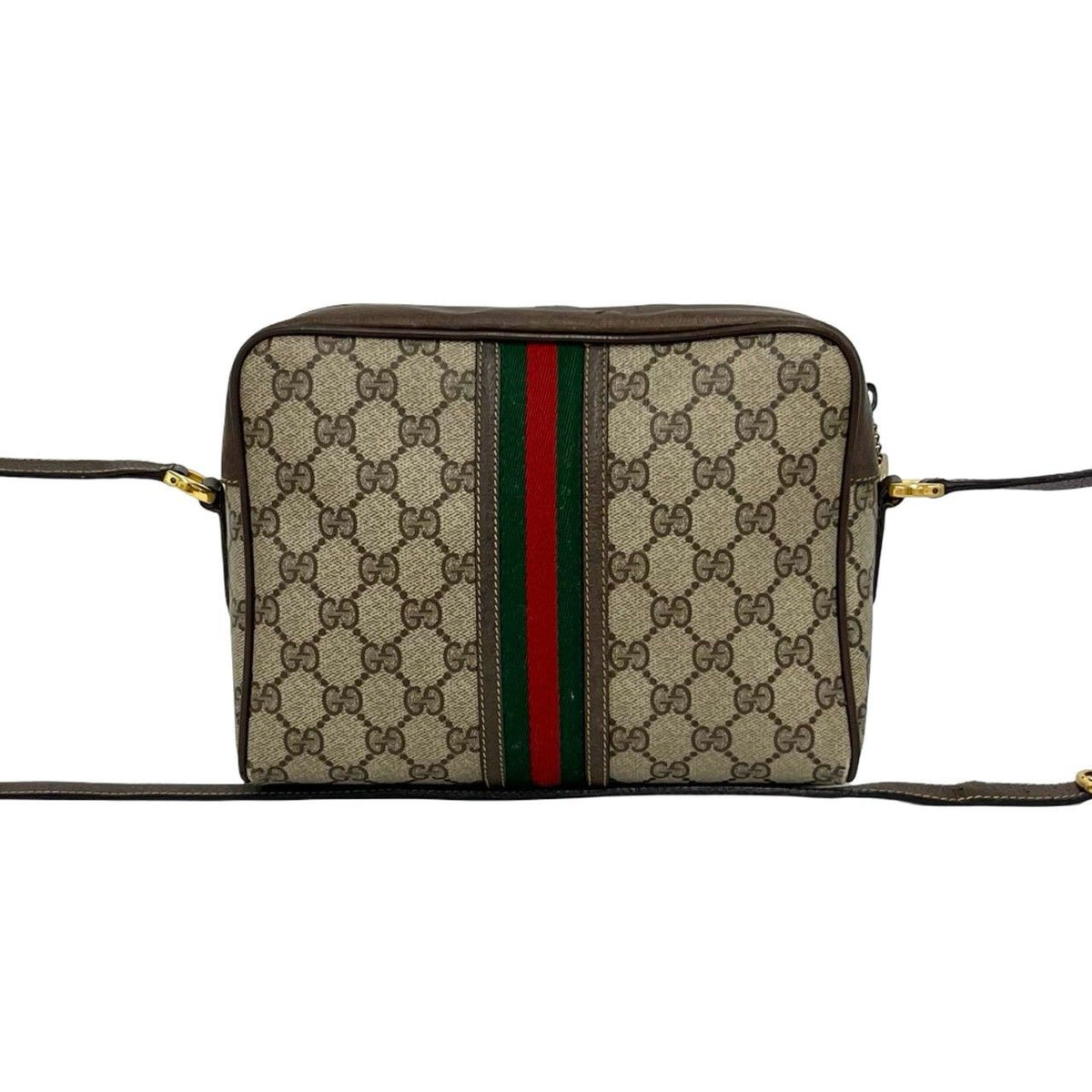 Gucci Vintage Sherry Line GG Logo Pattern Leather Shoulder Bag Pochette Brown — view 3