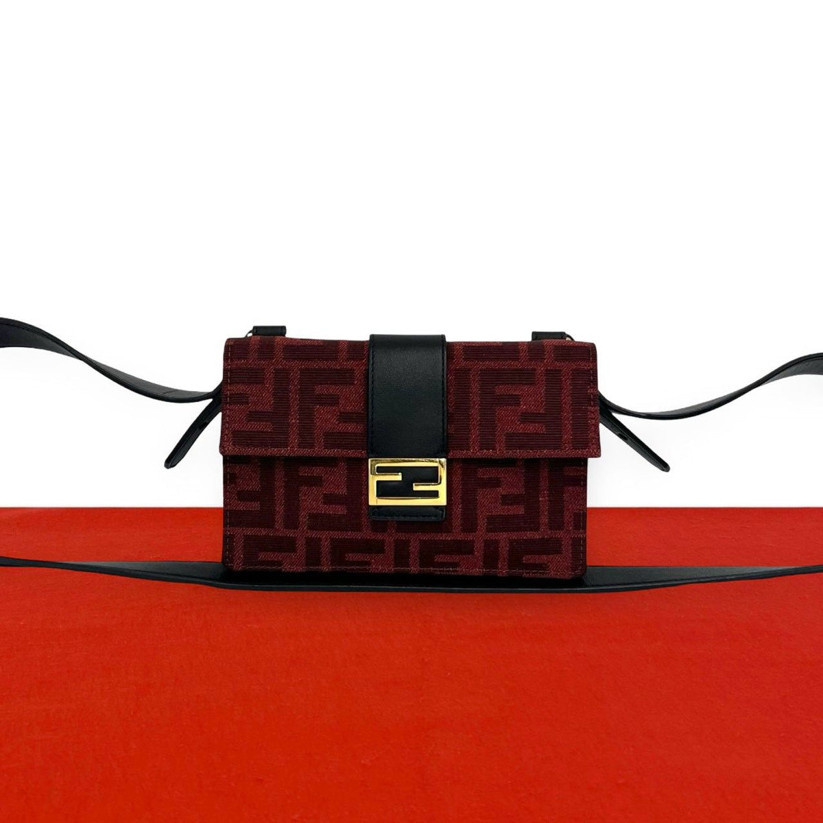 Fendi Marsupio Bucket Zucca FF Logo Pattern Canvas Leather Shoulder Bag