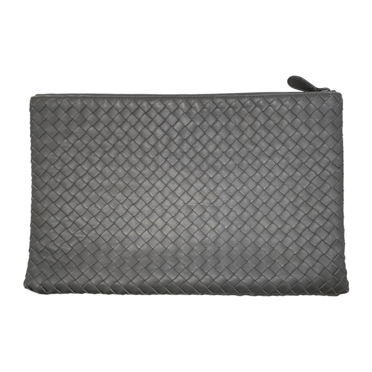 Bottega Veneta Clutch Intrecht Leather Gray Silver — view 2