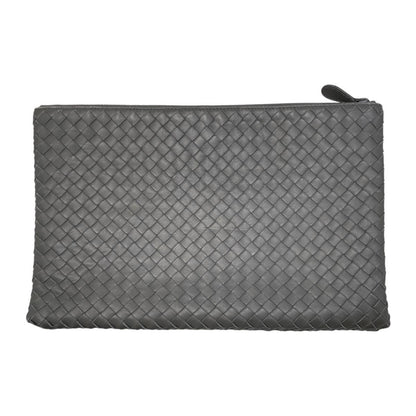 Bottega Veneta Clutch Intrecht Leather Gray Silver — view 2