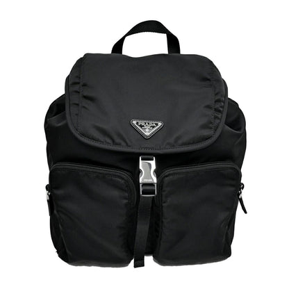 Prada Backpack Black Silver Nylon