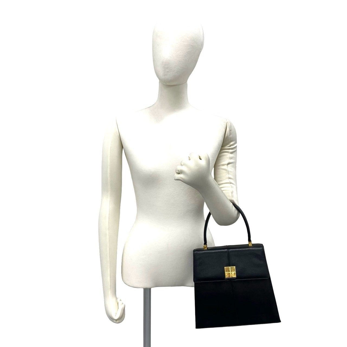 Saint Laurent Vintage YSL Logo Leather Handle Mini Tote Bag Black — view 2