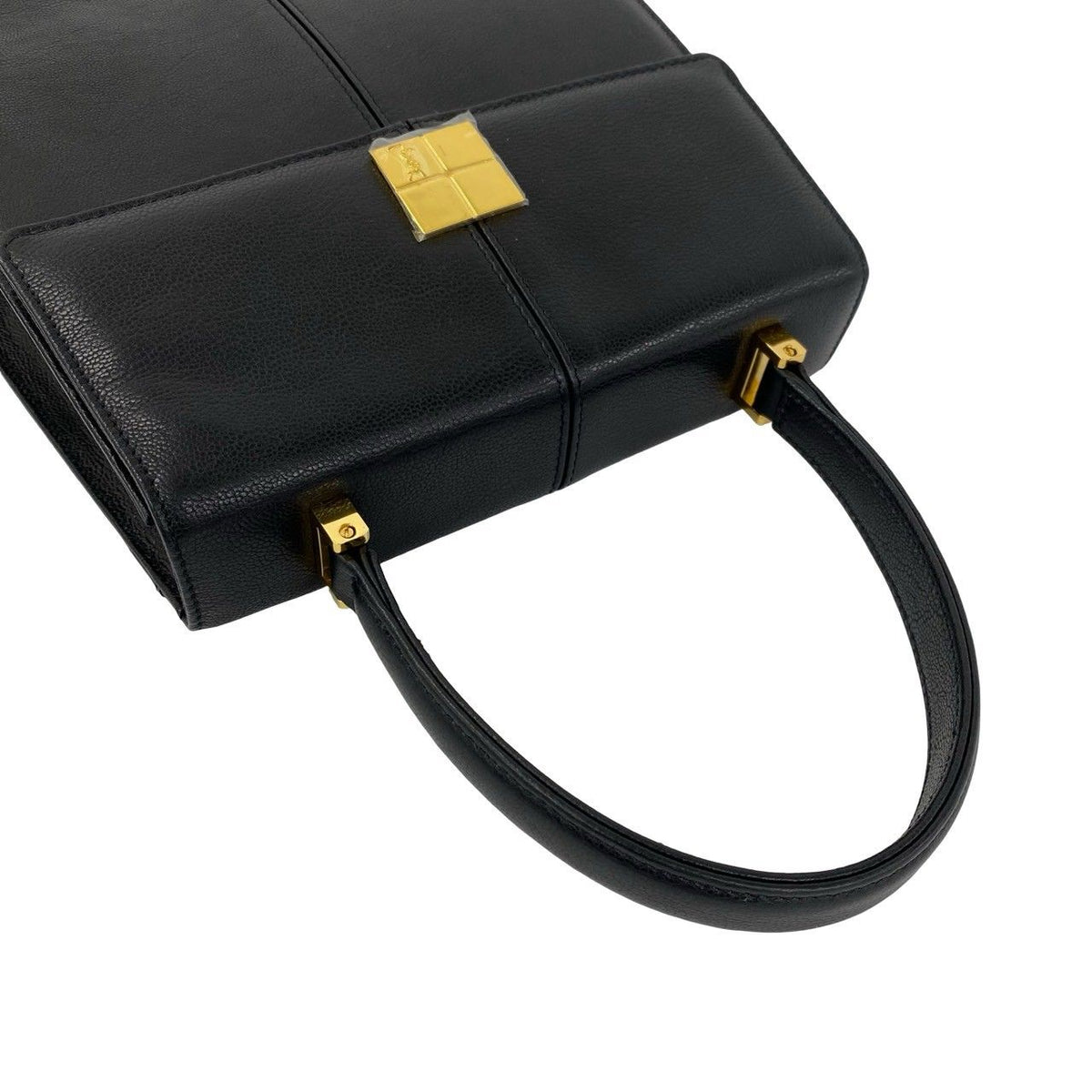 Saint Laurent Vintage YSL Logo Leather Handle Mini Tote Bag Black — view 4