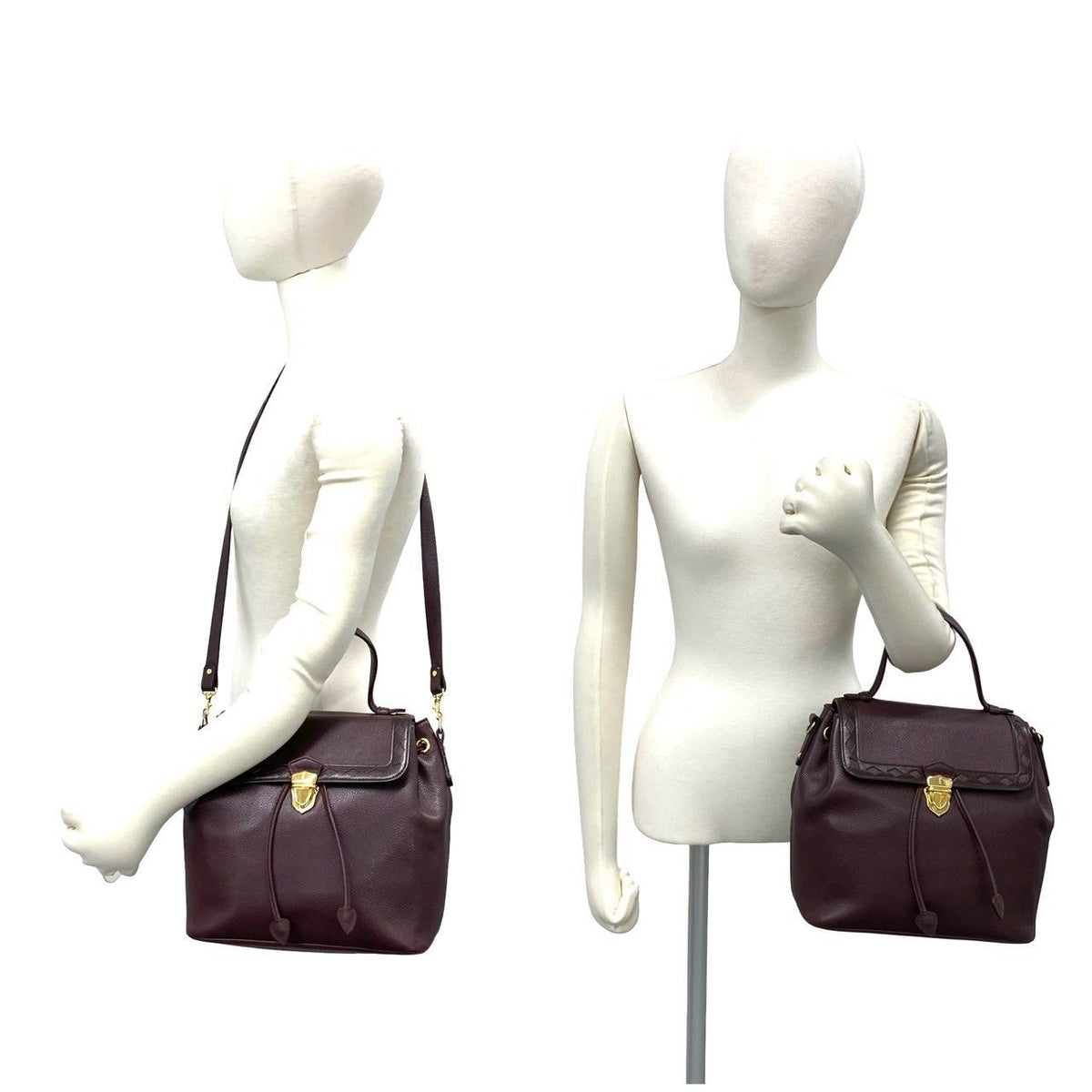 Saint Laurent Vintage YSL Logo Leather 2-Way Shoulder Bag Handle Brown — view 2