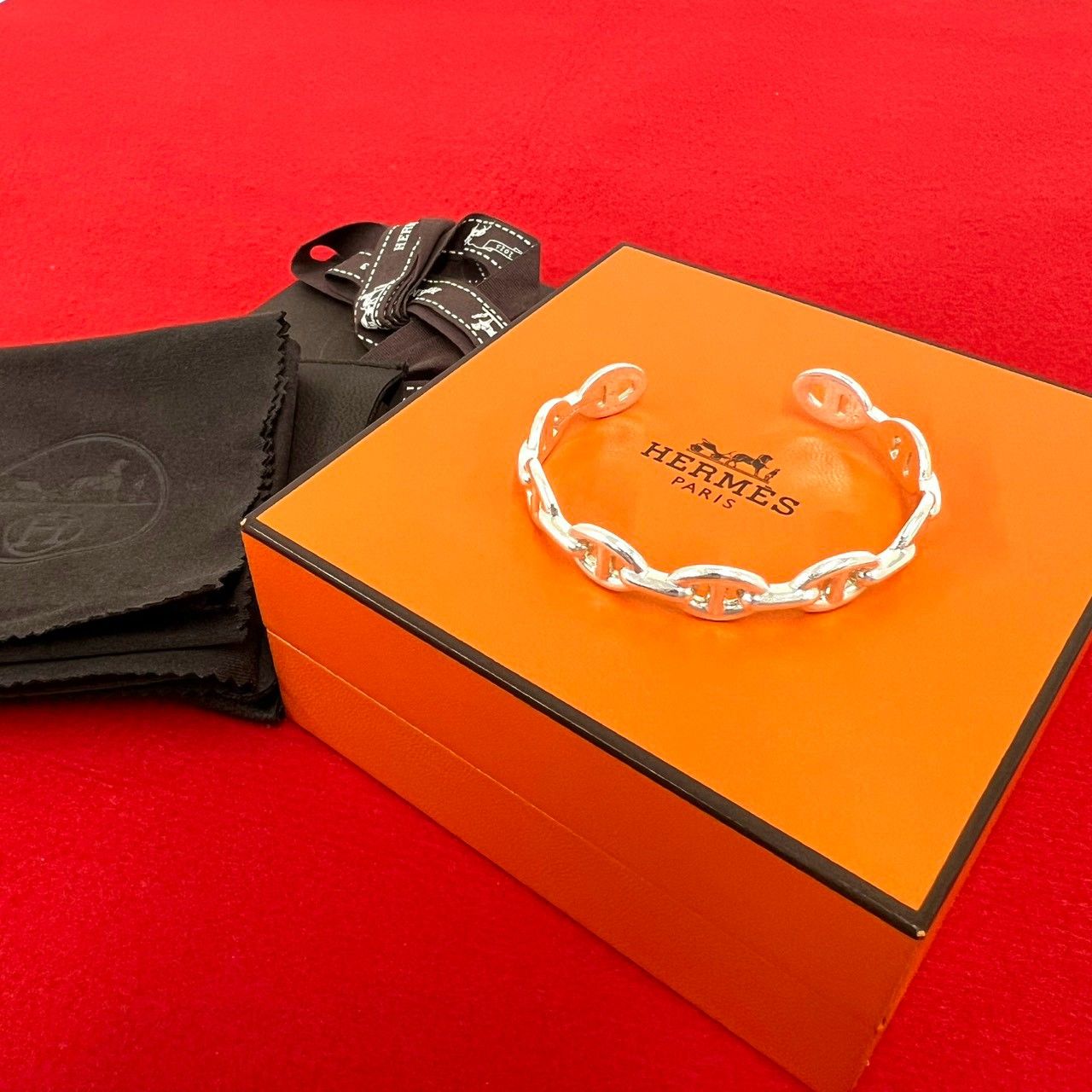 Hermes Enchainee Bangle 925 Sterling Silver Handbag