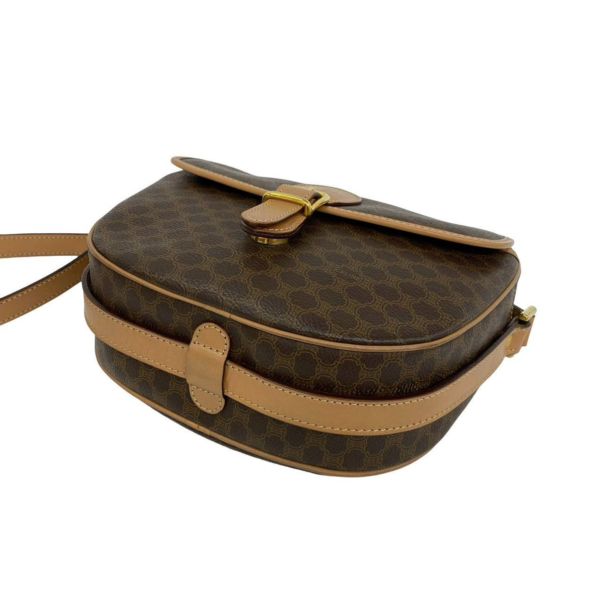 Celine Vintage Macadam Blason Pattern Triomphe Leather Shoulder Bag Pochette — view 8
