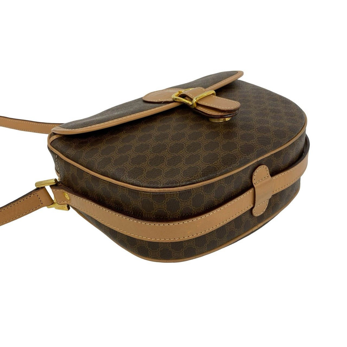 Celine Vintage Macadam Blason Pattern Triomphe Leather Shoulder Bag Pochette — view 7