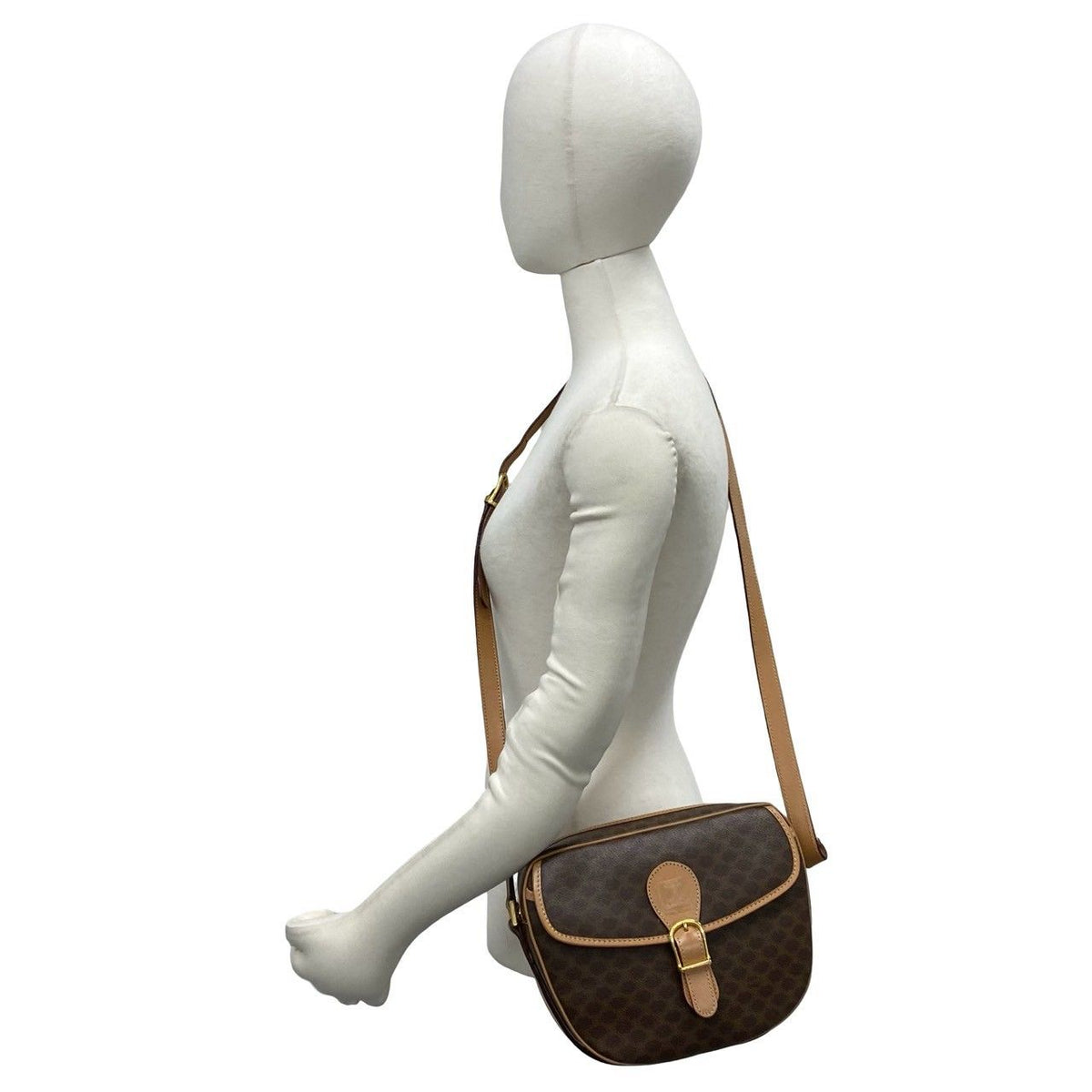 Celine Vintage Macadam Blason Pattern Triomphe Leather Shoulder Bag Pochette — view 2