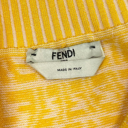 Fendi Ib7 Zucca Pattern Knit Skirt FF Logo Pencil Yellow 38 — view 5