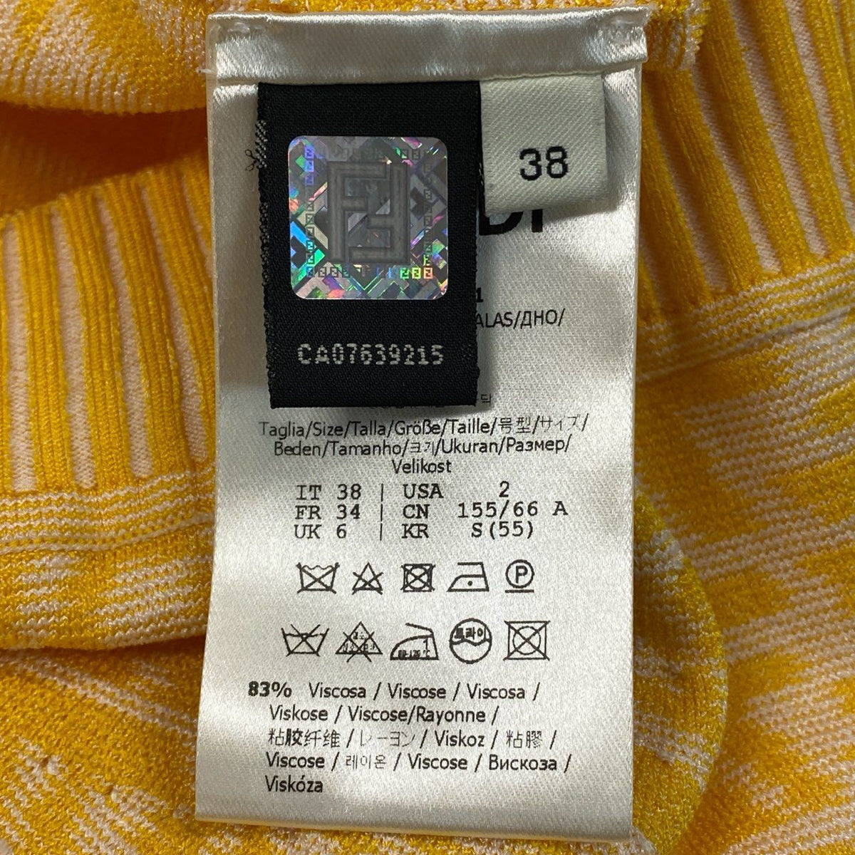 Fendi Ib7 Zucca Pattern Knit Skirt FF Logo Pencil Yellow 38 — view 7
