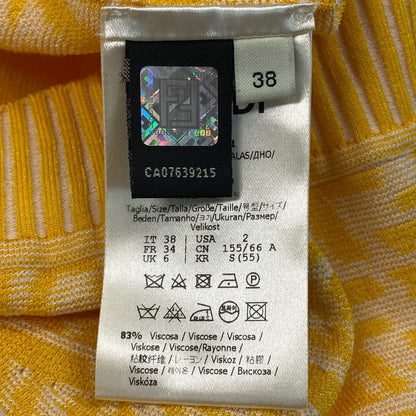 Fendi Ib7 Zucca Pattern Knit Skirt FF Logo Pencil Yellow 38 — view 7