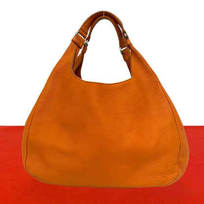 Bottega Veneta Leather Shoulder Bag Handle Tote Orange