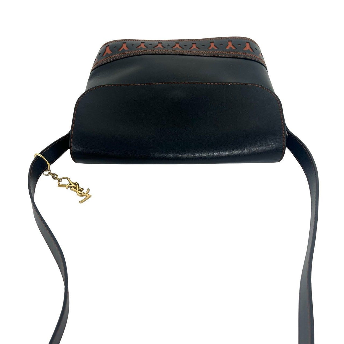 Saint Laurent Vintage YSL Logo Leather Shoulder Bag Black — view 4