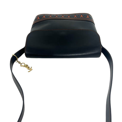 Saint Laurent Vintage YSL Logo Leather Shoulder Bag Black — view 4