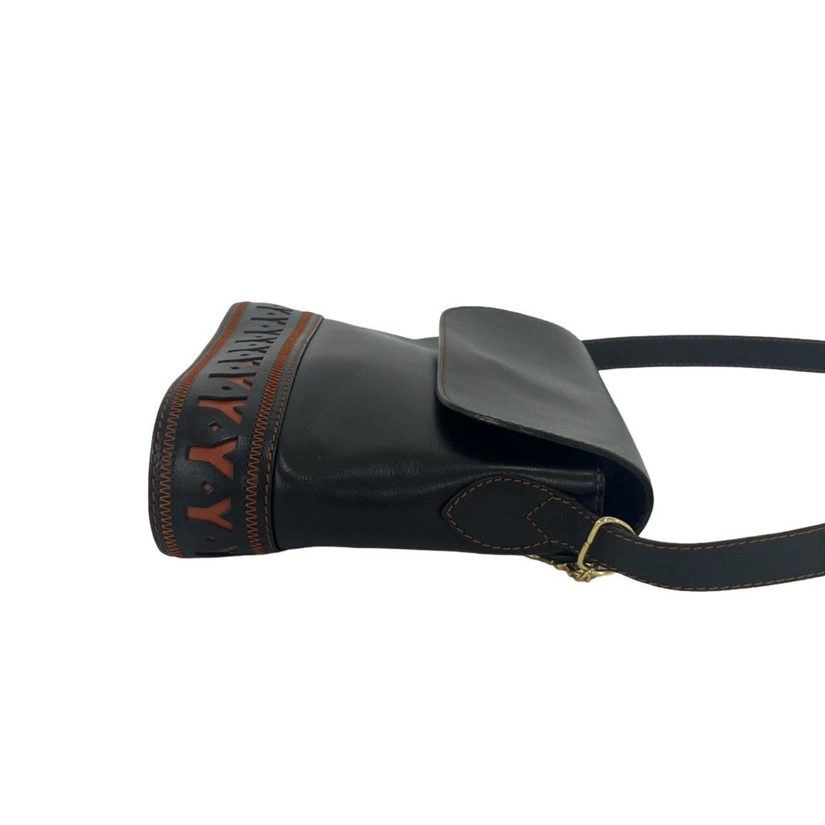 Saint Laurent Vintage YSL Logo Leather Shoulder Bag Black — view 6