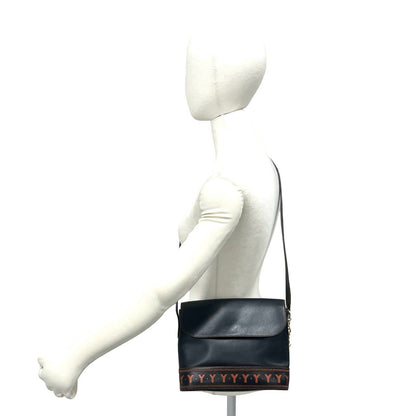Saint Laurent Vintage YSL Logo Leather Shoulder Bag Black — view 2
