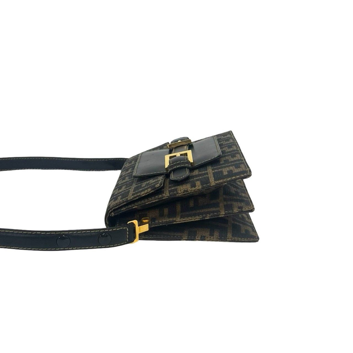 Fendi Vintage Zucca FF Logo Pattern Canvas Leather Shoulder Bag Brown — view 5