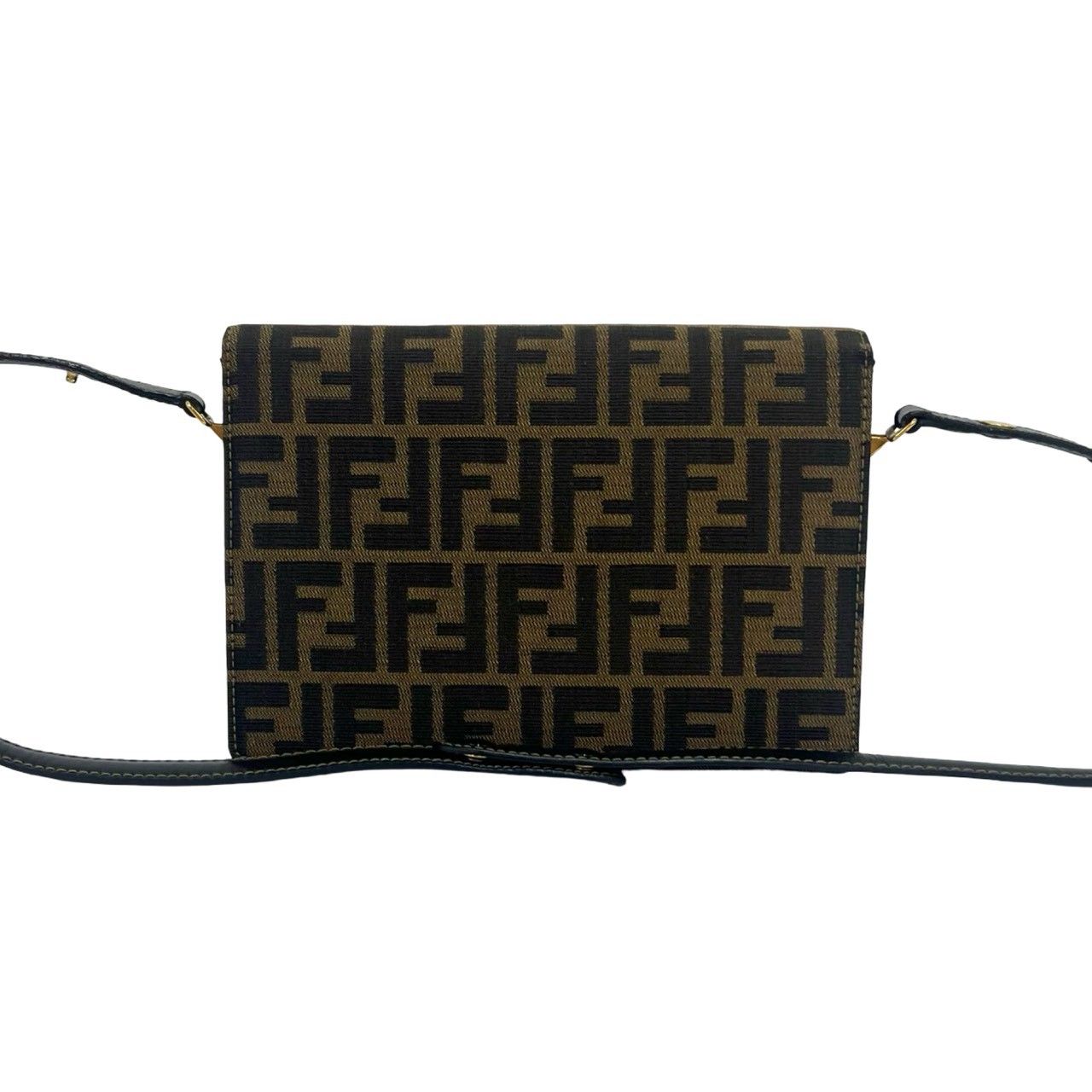Fendi Vintage Zucca FF Logo Pattern Canvas Leather Shoulder Bag Brown — view 3