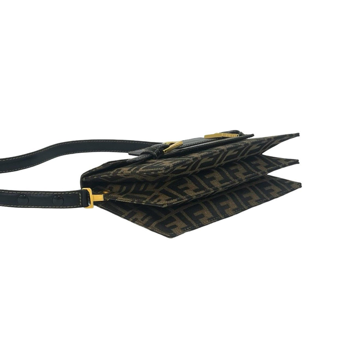 Fendi Vintage Zucca FF Logo Pattern Canvas Leather Shoulder Bag Brown — view 7