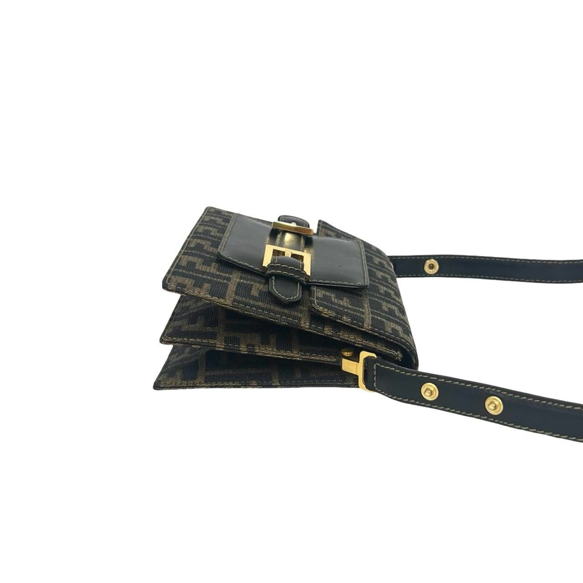 Fendi Vintage Zucca FF Logo Pattern Canvas Leather Shoulder Bag Brown — view 6