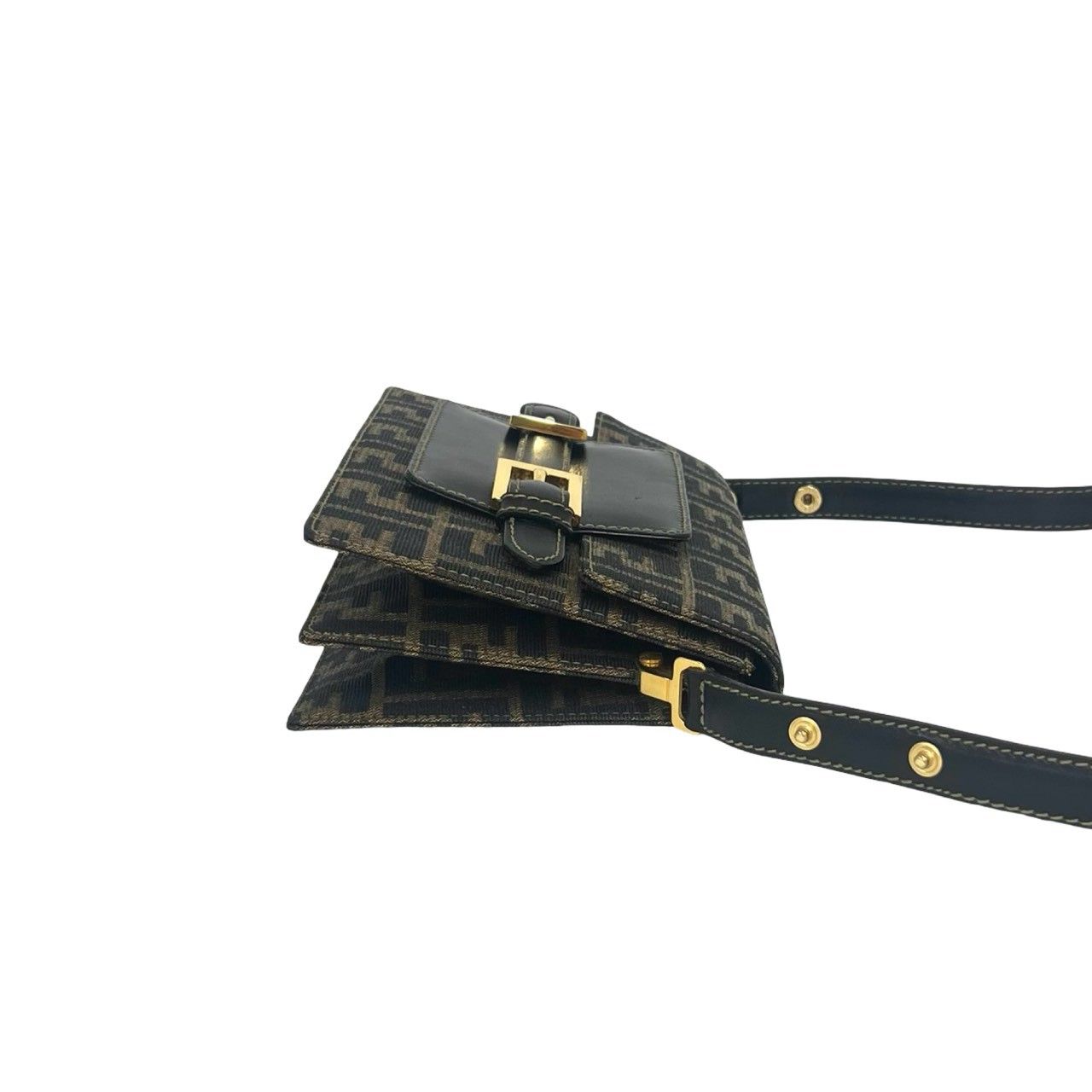 Fendi Vintage Zucca FF Logo Pattern Canvas Leather Shoulder Bag Brown — view 6