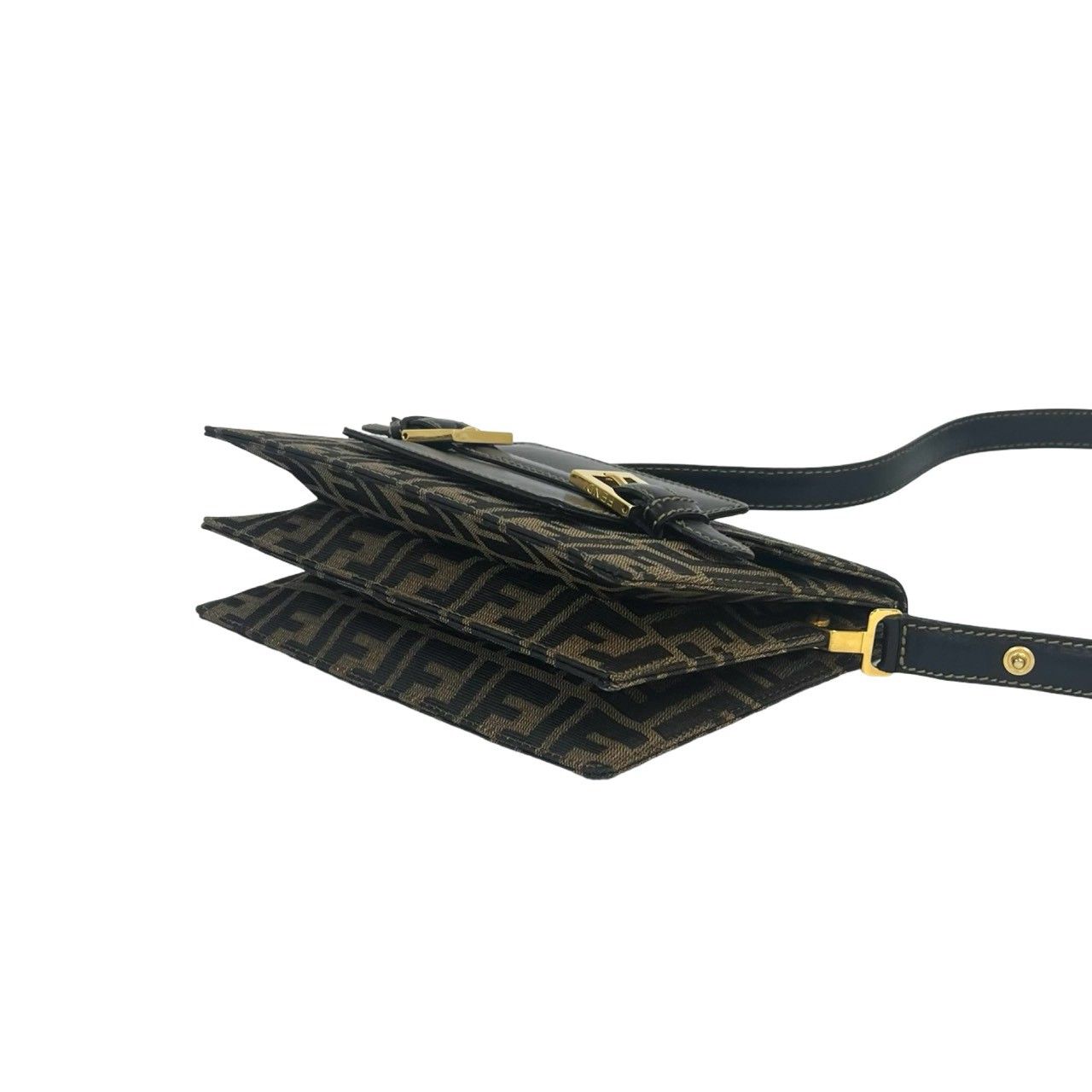 Fendi Vintage Zucca FF Logo Pattern Canvas Leather Shoulder Bag Brown — view 8