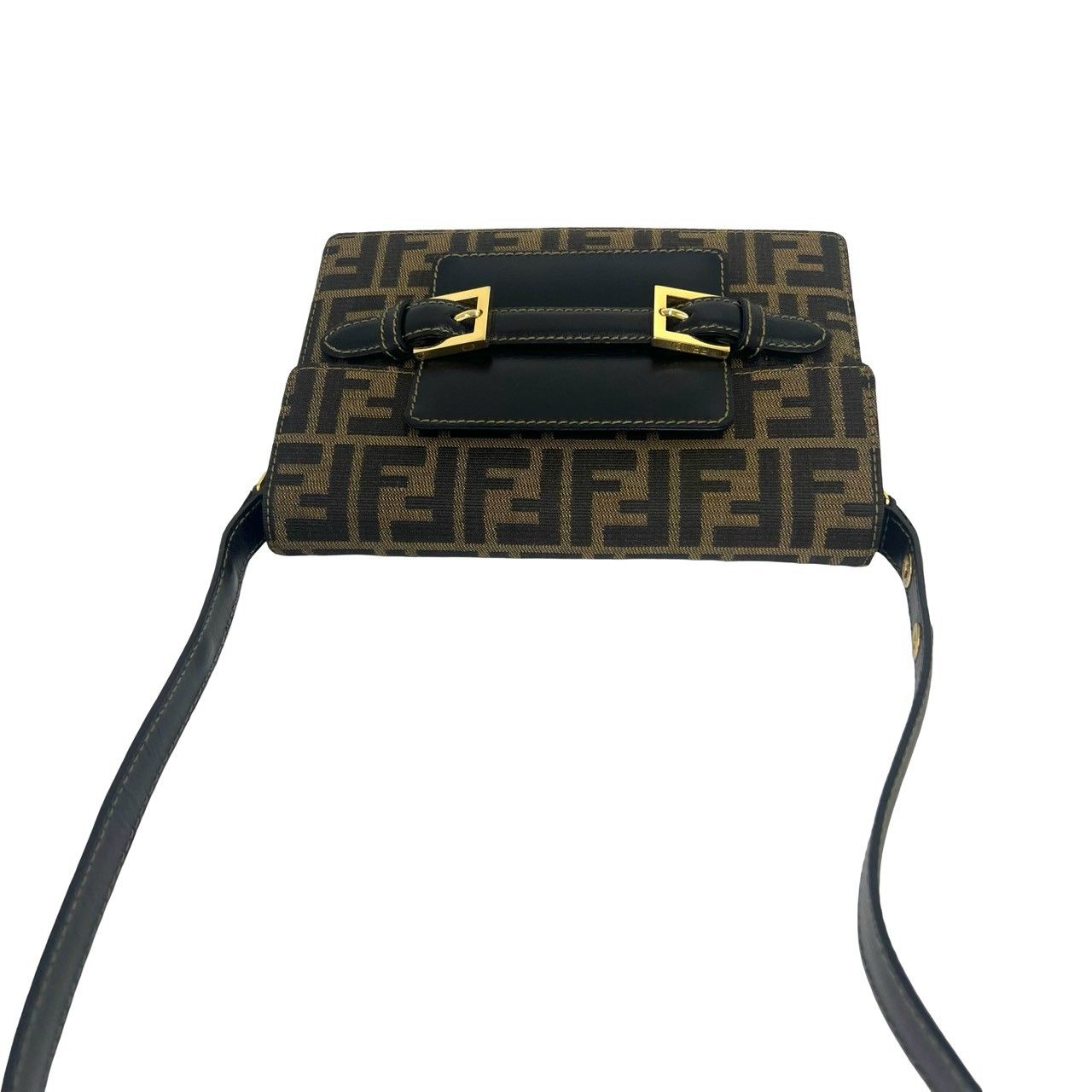 Fendi Vintage Zucca FF Logo Pattern Canvas Leather Shoulder Bag Brown — view 4