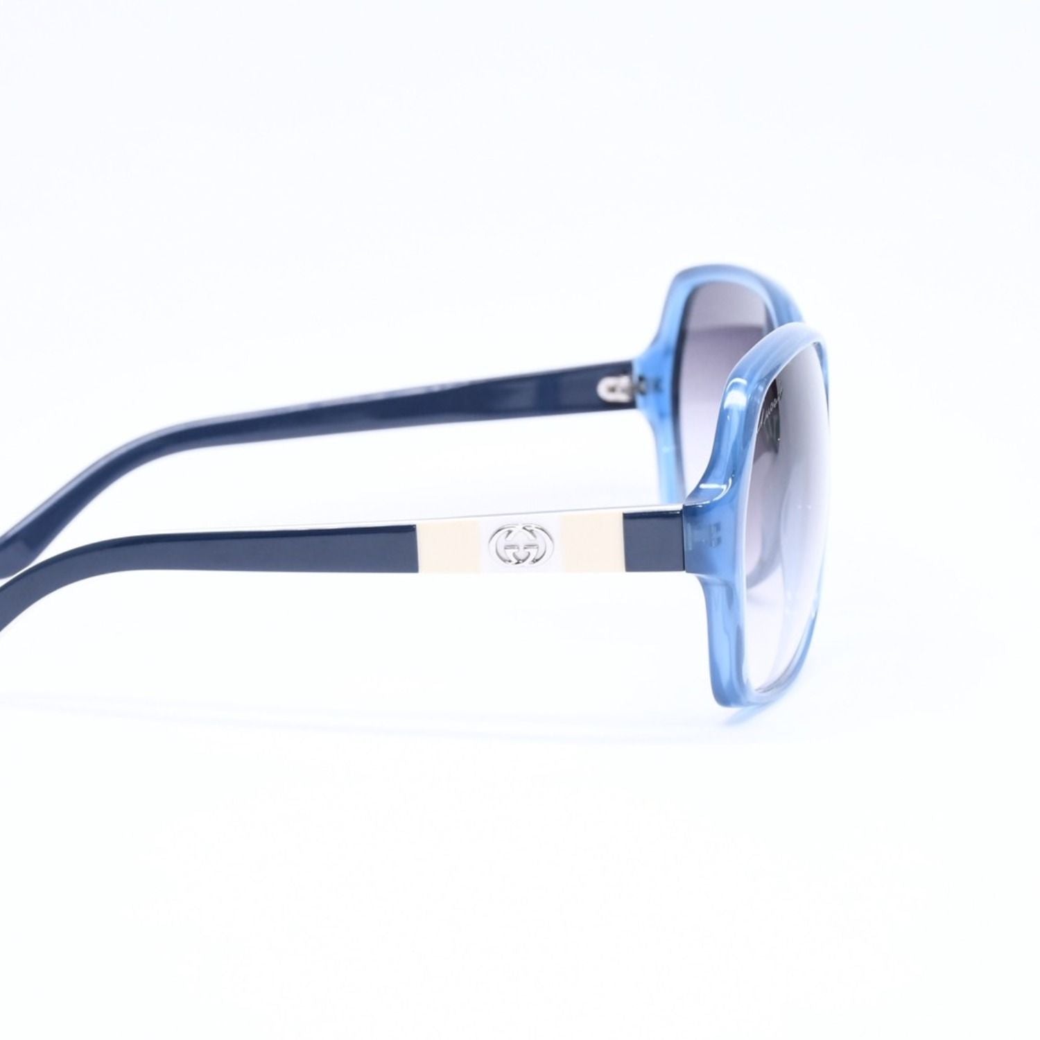 Gucci Square Butterfly Shape Sunglasses S Eyewear Clear Blue Double G Logo — view 5