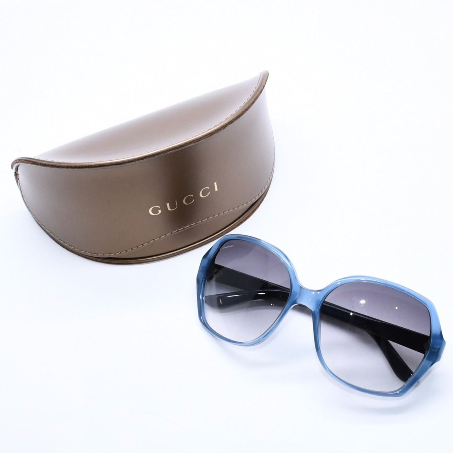 Gucci Square Butterfly Shape Sunglasses S Eyewear Clear Blue Double G Logo