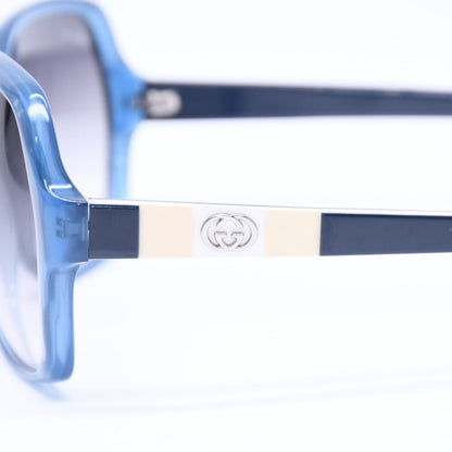 Gucci Square Butterfly Shape Sunglasses S Eyewear Clear Blue Double G Logo — view 7
