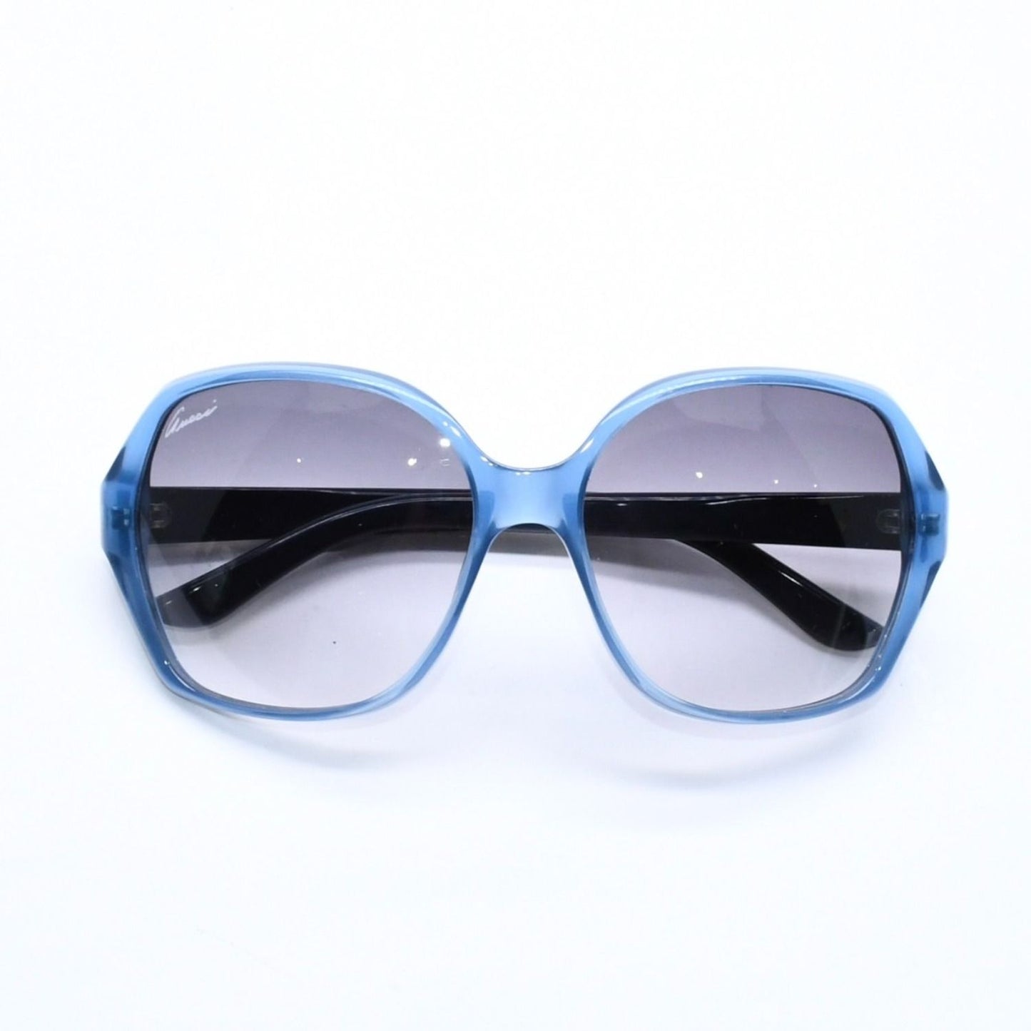 Gucci Square Butterfly Shape Sunglasses S Eyewear Clear Blue Double G Logo — view 2