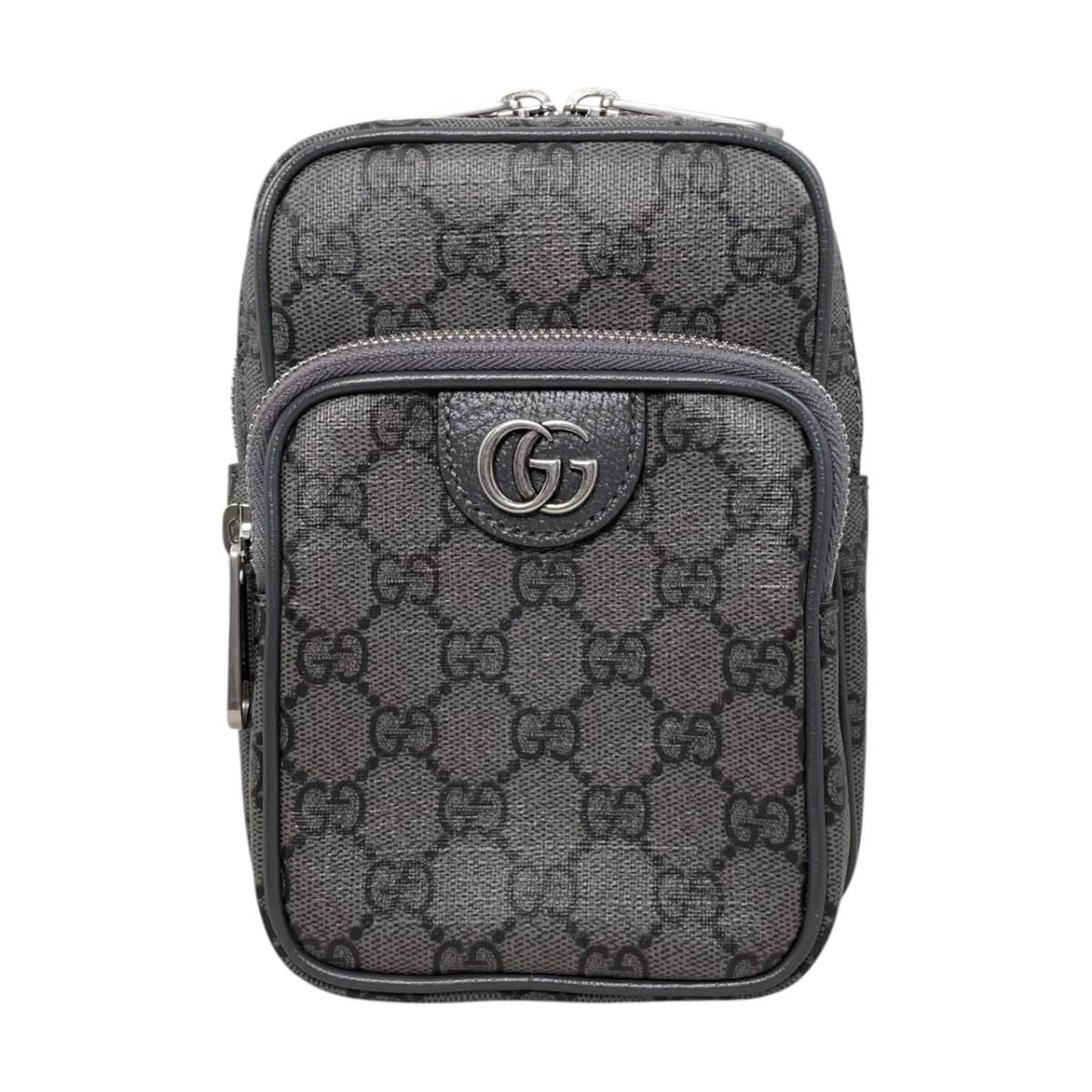 Gucci Belt Bag GG Supreme Double Logo Gray Silver