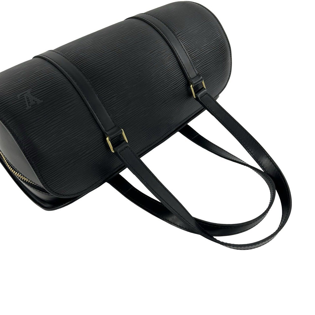 Louis Vuitton Vintage Souflo Epi Leather Handle Drum Boston Bag Black — view 4