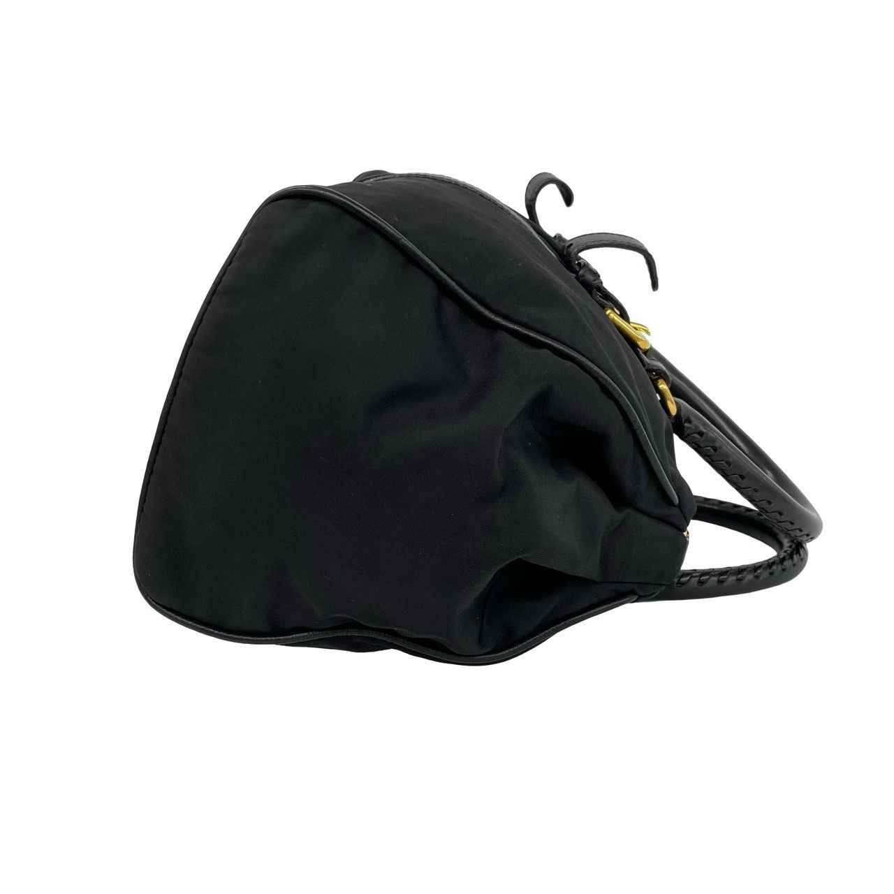 Prada Logo Tessuto Nylon Leather 2-Way Shoulder Bag Handle Tote Black — view 6