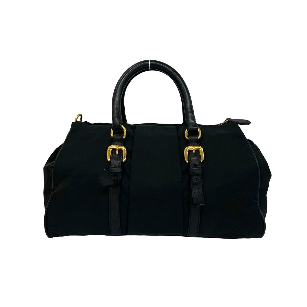 Prada Logo Tessuto Nylon Leather 2-Way Shoulder Bag Handle Tote Black — view 3