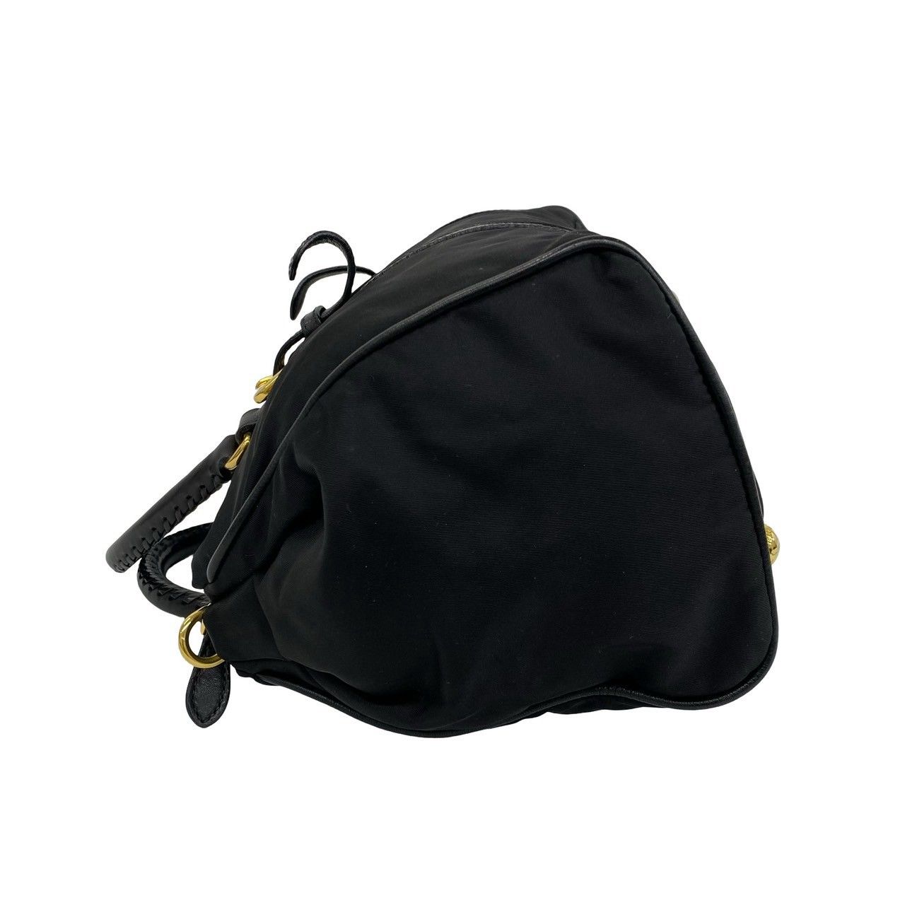 Prada Logo Tessuto Nylon Leather 2-Way Shoulder Bag Handle Tote Black — view 5