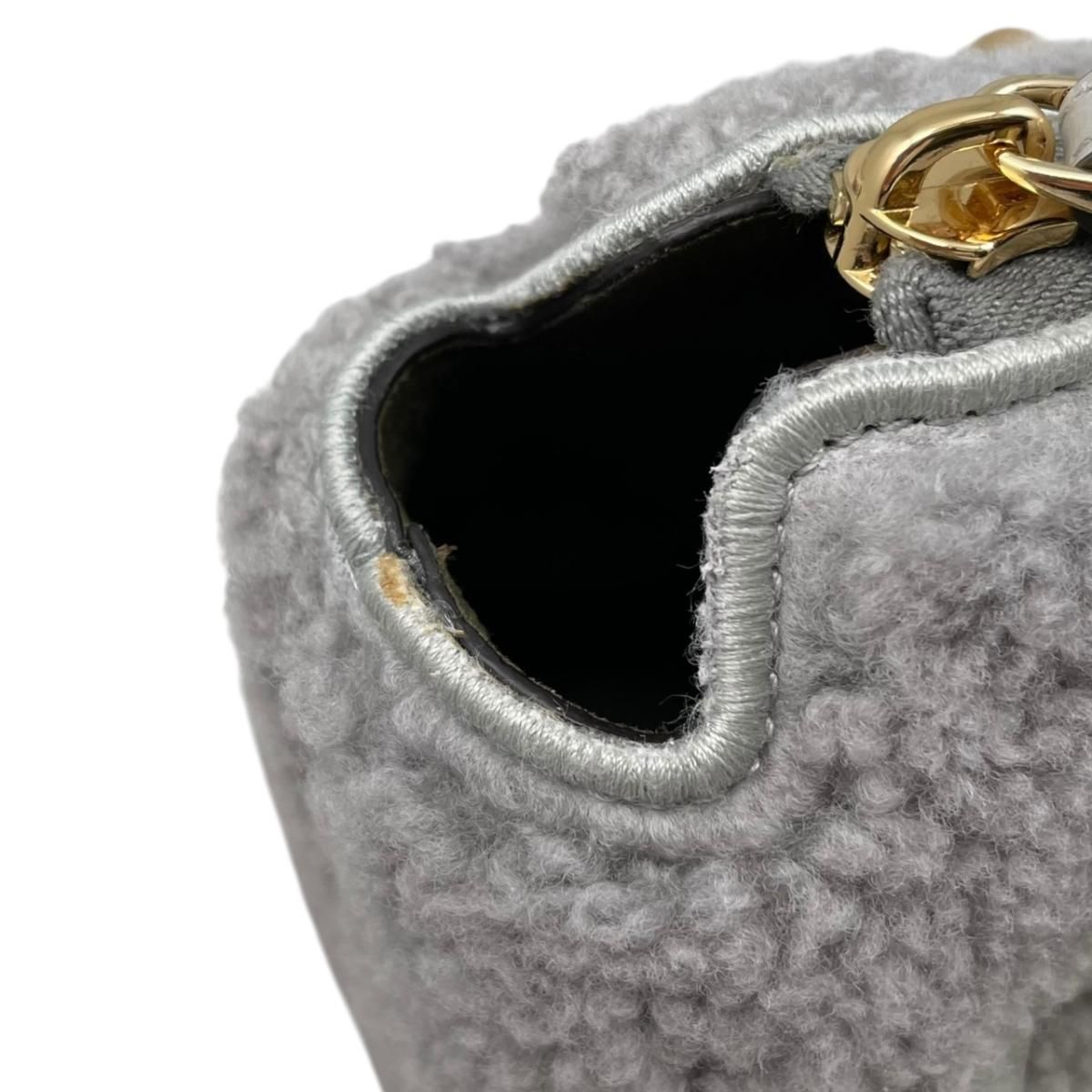 Fendi Handbag By the Way Mini 8 BS 067 Alp 2 Fleece Tortoise Logo Gray Brown — view 8