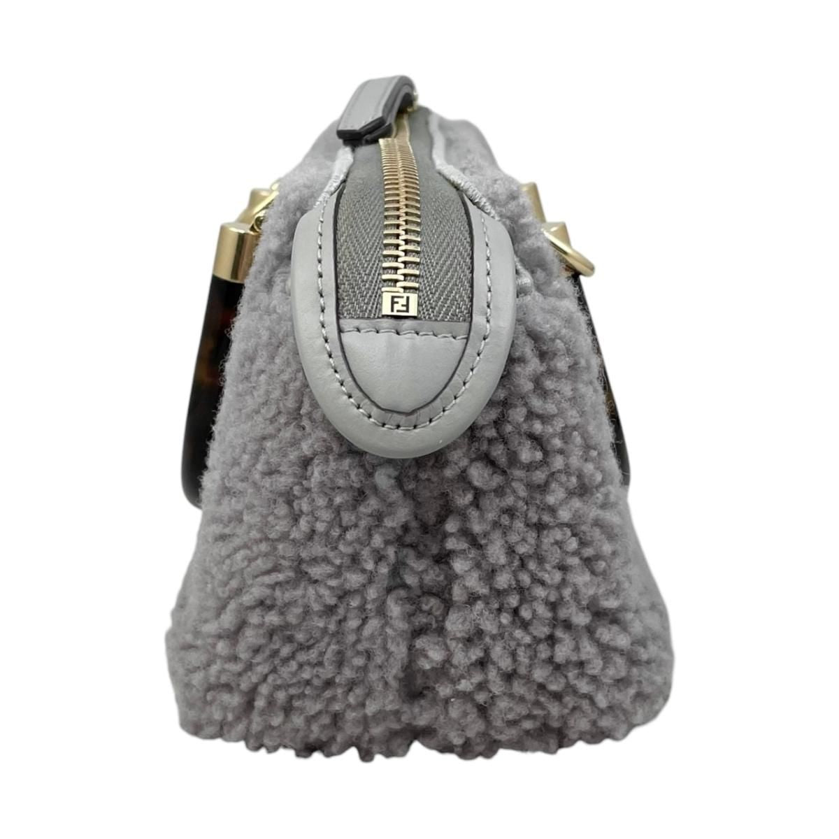 Fendi Handbag By the Way Mini 8 BS 067 Alp 2 Fleece Tortoise Logo Gray Brown — view 3