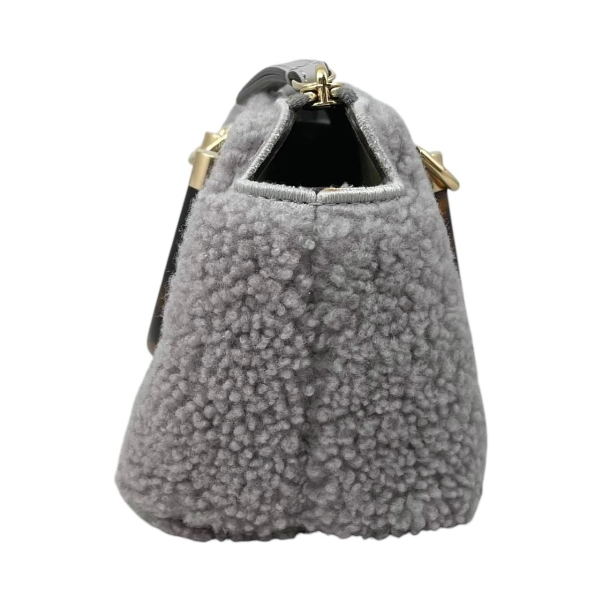 Fendi Handbag By the Way Mini 8 BS 067 Alp 2 Fleece Tortoise Logo Gray Brown — view 4