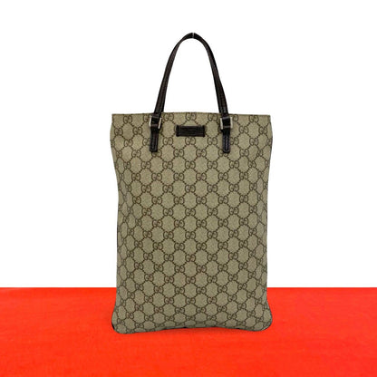 Gucci GG Supreme Logo Patter Leather Handle Mini Tote Bag Brown