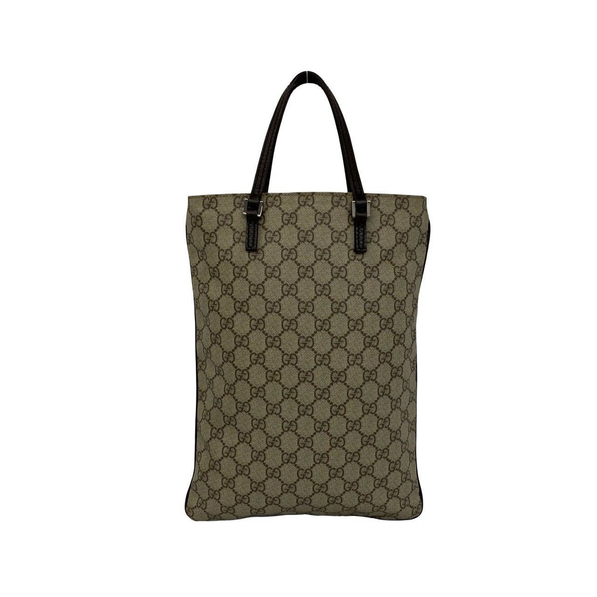 Gucci GG Supreme Logo Patter Leather Handle Mini Tote Bag Brown — view 3
