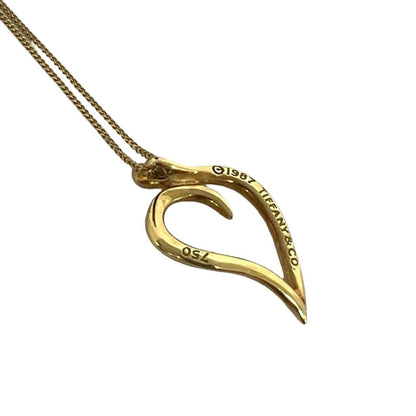 Tiffany & Co Vintage Leaf Heart Necklace Gold 18K Pendant — view 4