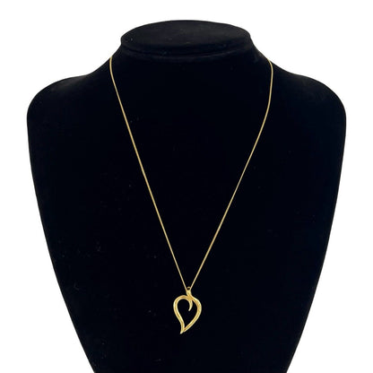 Tiffany & Co Vintage Leaf Heart Necklace Gold 18K Pendant — view 2