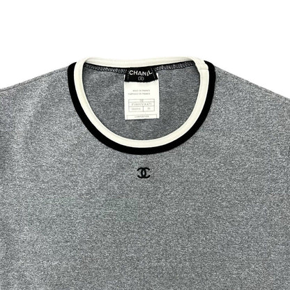 Chanel Vintage CC Logo Nylon Spandex Short Sleeve T-Shirt Gray — view 2