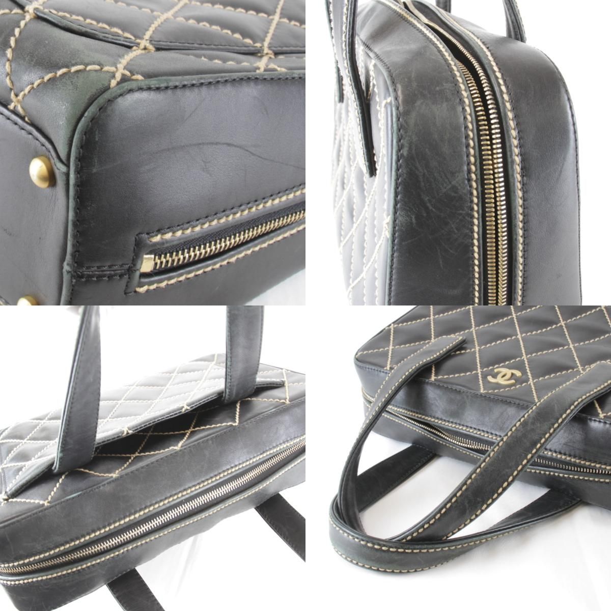 Chanel Wild Stitch Handle with Card Leather Black Handbag — view 8