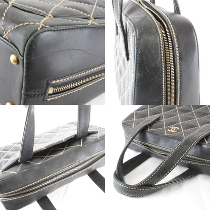 Chanel Wild Stitch Handle with Card Leather Black Handbag — view 8