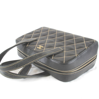 Chanel Wild Stitch Handle with Card Leather Black Handbag — view 4