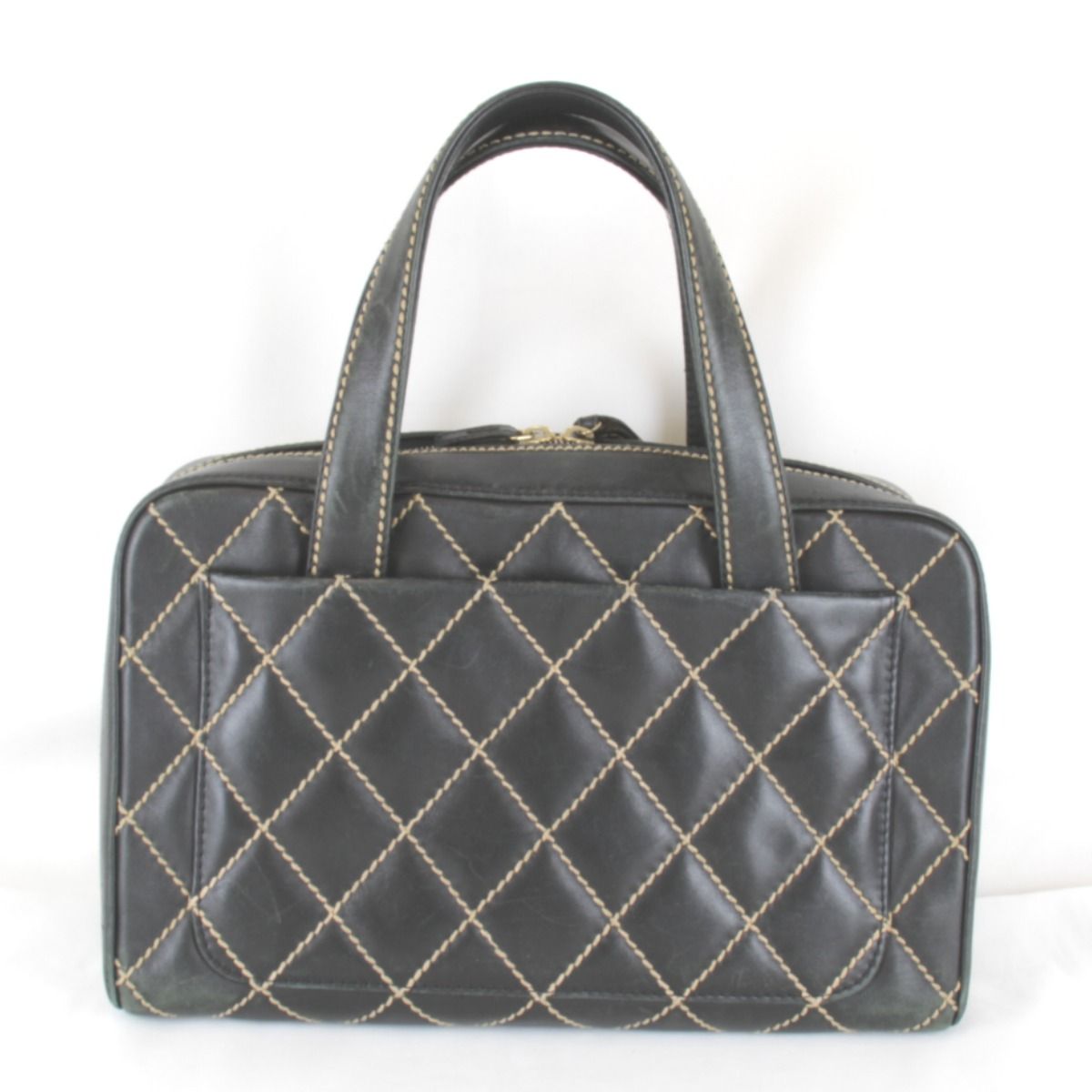 Chanel Wild Stitch Handle with Card Leather Black Handbag — view 2